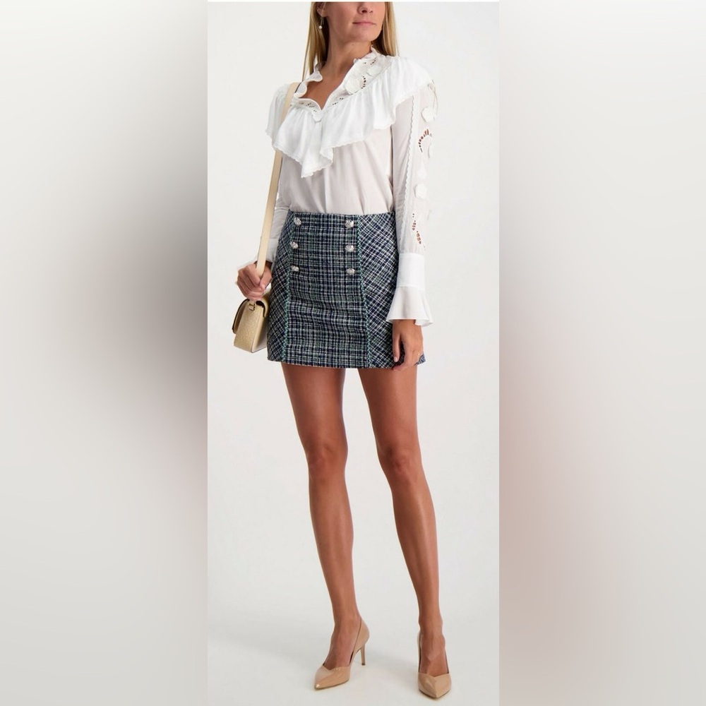 Veronica Beard Blue Plaid Mini Skirt